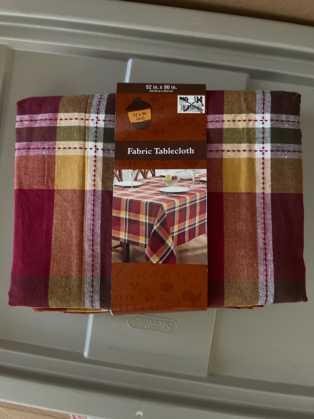 NWT Autumn/Fall Tablecloth Plaid Red & Gold